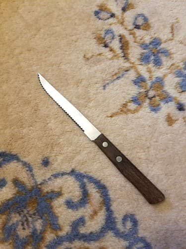 Steak Knife Serrated Stainless Steel Blade Japan Wood Handle 8.25" Total Length - Image 1