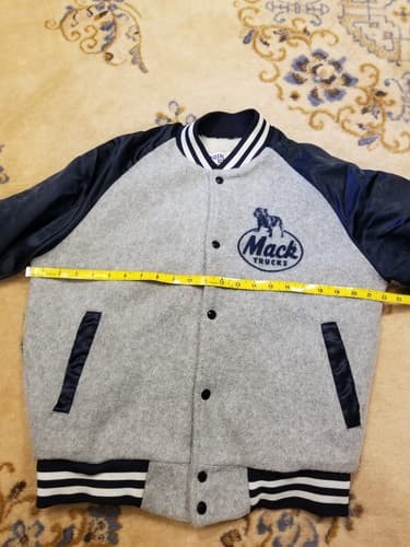 Vintage 90s Chalk Line Mack Trucks Sherpa Lined Varsity Bomber Jacket Small S - Thumbnail 7
