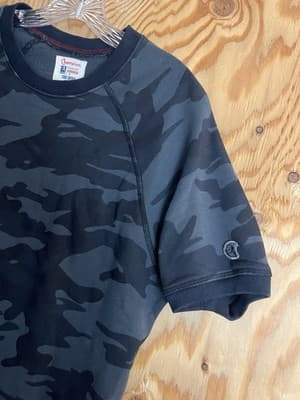 Champion Todd Snyder Sweatshirt Mens M Black Camouflage Short Sleeve Camo Heavy - Thumbnail 2
