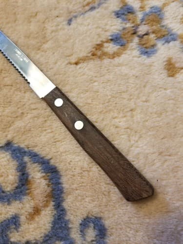 Steak Knife Serrated Stainless Steel Blade Japan Wood Handle 8.25" Total Length - Thumbnail 2