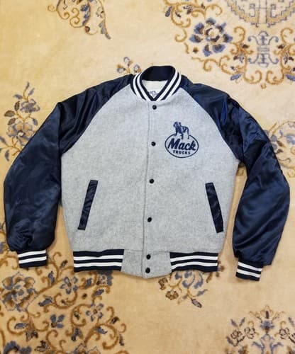 Vintage 90s Chalk Line Mack Trucks Sherpa Lined Varsity Bomber Jacket Small S - Thumbnail 2