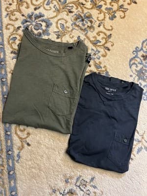 Lot Of 2 Todd Snyder LA Slub Pocket Tee Mens M Chest Pocket Button Green + Grey - Image 1