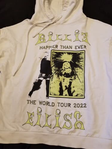 Billie Eilish Women's Hoodie Sweatshirt Medium Happier Than Ever 2022 Tour M - Thumbnail 2