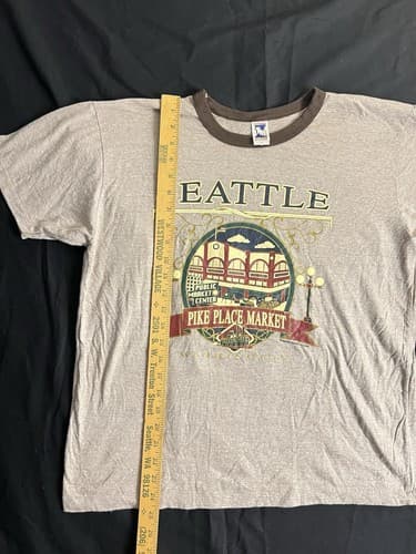 VTG PIKE PLACE MARKET Mens L Cotton SEATTLE CITY T-SHIRT Tourist Ferry Grey - Thumbnail 8