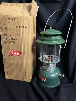 Vtg Coleman 220F Sunshine of The Night Lantern 1967 Green Antique Double Mount - Image 1
