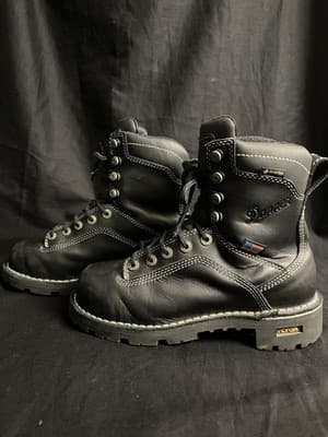 Danner Womens 5.5 Quarry USA 7" Tall Black Alloy Toe Gore-Tex Work Shoes Boots - Thumbnail 2