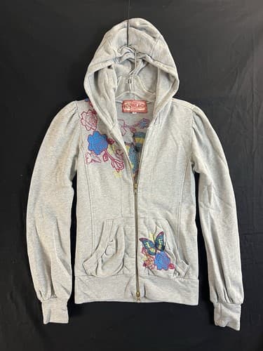 Johnny Was JWLA Zip Hoodie Sweatshirt Womens XS Butterfly Floral Embroidered - Image 1