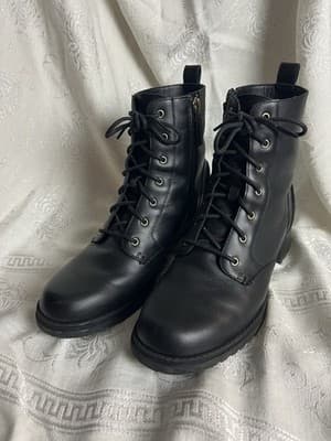 Cole Haan Womens Camea Black Combat & Side Zip /Lace-up Boots 10 B Tactical - Thumbnail 2
