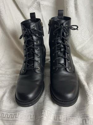 Cole Haan Womens Camea Black Combat & Side Zip /Lace-up Boots 10 B Tactical - Thumbnail 3