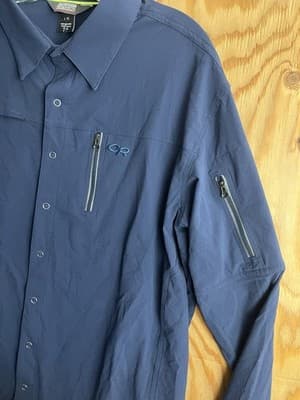 Outdoor Research Ferrosi Shirt Jacket Long Sleeve Snap Stretch Night Blue Mens L - Thumbnail 3