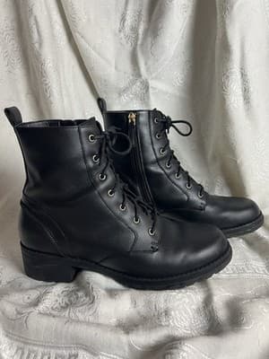 Cole Haan Womens Camea Black Combat & Side Zip /Lace-up Boots 10 B Tactical - Thumbnail 6