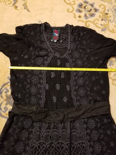 Johnny Was 100% Cupra Rayon Black Eyelet Dress Coverup Womens Small Tunic Top - Thumbnail 7