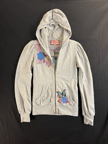 Johnny Was JWLA Zip Hoodie Sweatshirt Womens XS Butterfly Floral Embroidered - Thumbnail 2