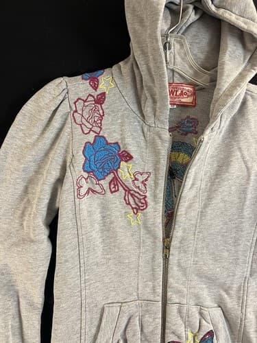 Johnny Was JWLA Zip Hoodie Sweatshirt Womens XS Butterfly Floral Embroidered - Thumbnail 4