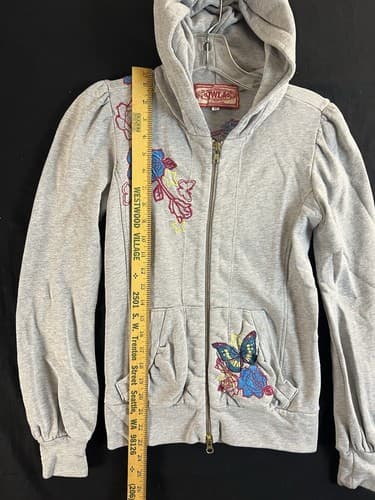 Johnny Was JWLA Zip Hoodie Sweatshirt Womens XS Butterfly Floral Embroidered - Thumbnail 10