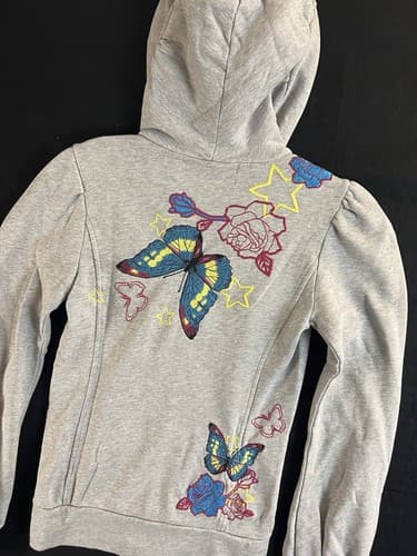 Johnny Was JWLA Zip Hoodie Sweatshirt Womens XS Butterfly Floral Embroidered - Thumbnail 9