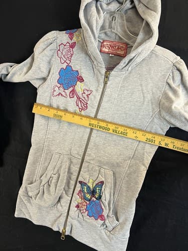 Johnny Was JWLA Zip Hoodie Sweatshirt Womens XS Butterfly Floral Embroidered - Thumbnail 11