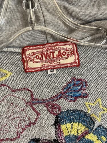 Johnny Was JWLA Zip Hoodie Sweatshirt Womens XS Butterfly Floral Embroidered - Thumbnail 6