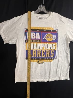 VTG NBA 2001 Finals Back 2 Back Champions Los Angeles Lakers Mens T-Shirt Mens L - Thumbnail 4
