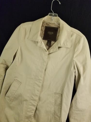 Coach Brand Cream/Light Khaki Womens M Short Trench Coat Button Jacket - Thumbnail 2