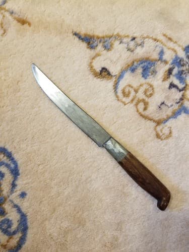 Vintage Carbon Steel Kitchen Knife 7 inch Blade Full Tang Antique Cutlery Slicer - Image 1