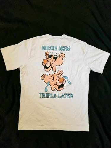 Rare BOGEY BOYS White Golf T Shirt Double Now Triple Later Pink Panther Large L - Image 1