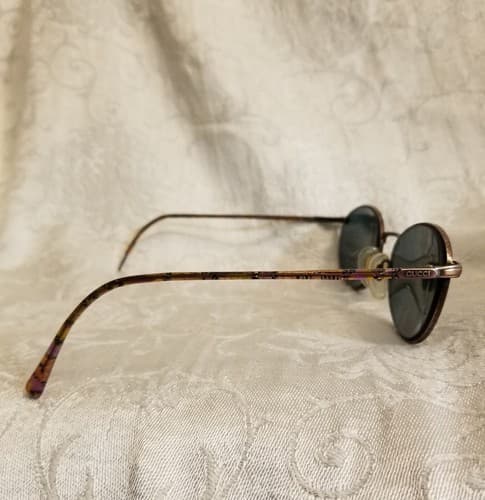 Vtg Gucci Round Psychedelic Frames Tortoise Purple Wire Rim Oval *Frame Only - Thumbnail 11