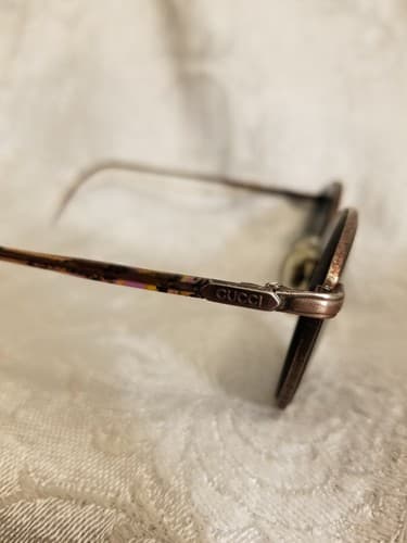 Vtg Gucci Round Psychedelic Frames Tortoise Purple Wire Rim Oval *Frame Only - Thumbnail 2