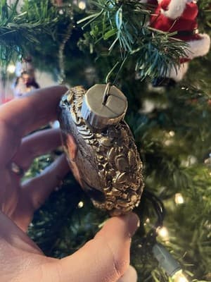 Handmade Local Artist CUSTOM ORDERS Christmas Tree Ornament Clay Decoupage Gift - Thumbnail 3