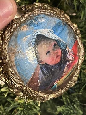 Handmade Local Artist CUSTOM ORDERS Christmas Tree Ornament Clay Decoupage Gift - Thumbnail 6