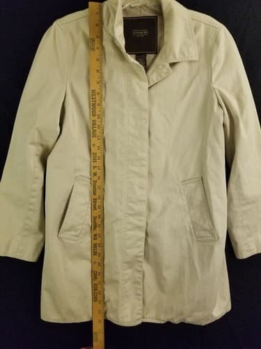 Coach Brand Cream/Light Khaki Womens M Short Trench Coat Button Jacket - Thumbnail 11