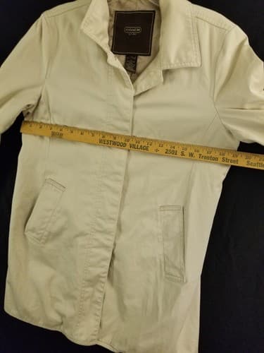 Coach Brand Cream/Light Khaki Womens M Short Trench Coat Button Jacket - Thumbnail 12
