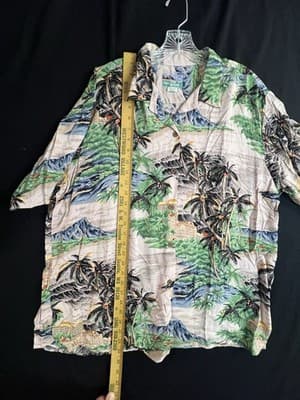 Vtg Reyn Spooner Aloha Shirt Mens L Hawaiian Traditional Palm Tree Mountains - Thumbnail 3