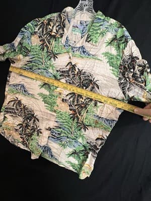 Vtg Reyn Spooner Aloha Shirt Mens L Hawaiian Traditional Palm Tree Mountains - Thumbnail 4