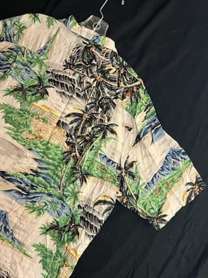 Vtg Reyn Spooner Aloha Shirt Mens L Hawaiian Traditional Palm Tree Mountains - Thumbnail 10