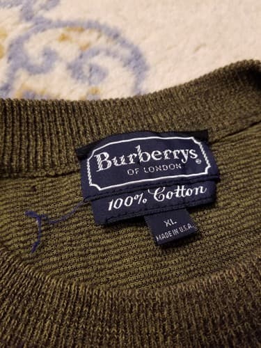 Vintage Burberrys Of London Jumper Sweater Womens XL 90s Crew Green USA Union - Thumbnail 3