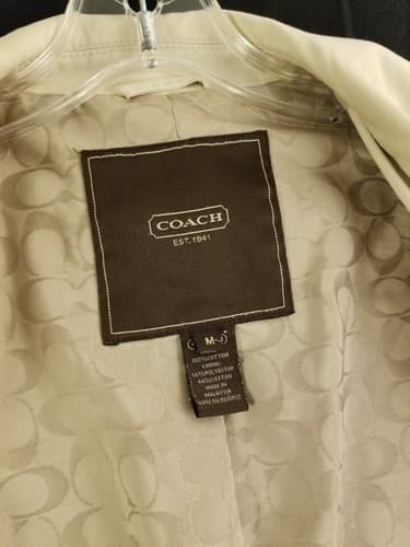 Coach Brand Cream/Light Khaki Womens M Short Trench Coat Button Jacket - Thumbnail 5