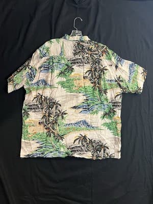 Vtg Reyn Spooner Aloha Shirt Mens L Hawaiian Traditional Palm Tree Mountains - Thumbnail 8