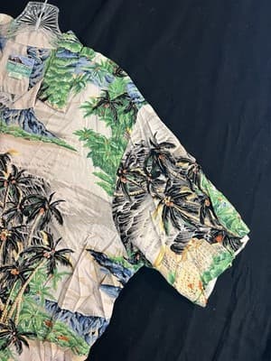 Vtg Reyn Spooner Aloha Shirt Mens L Hawaiian Traditional Palm Tree Mountains - Thumbnail 5