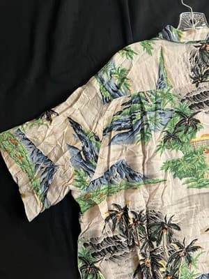 Vtg Reyn Spooner Aloha Shirt Mens L Hawaiian Traditional Palm Tree Mountains - Thumbnail 9