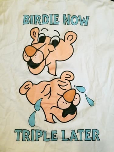 Rare BOGEY BOYS White Golf T Shirt Double Now Triple Later Pink Panther Large L - Thumbnail 6