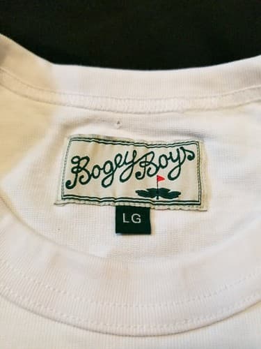 Rare BOGEY BOYS White Golf T Shirt Double Now Triple Later Pink Panther Large L - Thumbnail 4