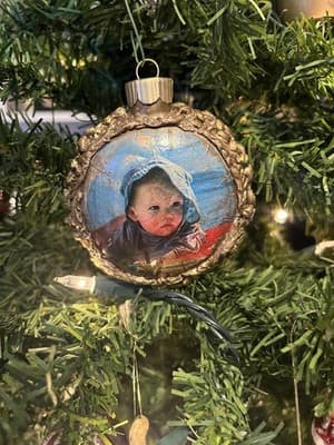 Handmade Local Artist CUSTOM ORDERS Christmas Tree Ornament Clay Decoupage Gift - Thumbnail 5
