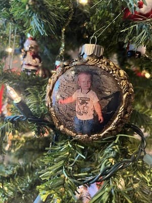 Handmade Local Artist CUSTOM ORDERS Christmas Tree Ornament Clay Decoupage Gift - Thumbnail 2