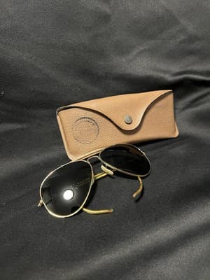 VTG 1990's 58[]14mm B&L RAY BAN Gold Wraparounds G15 Pilot AVIATOR Sunglasses - Image 1