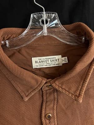 Outerknown Chroma Blanket Shirt 100% Organic Cotton Mens L Copper Coziest Ever - Thumbnail 3