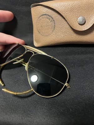 VTG 1990's 58[]14mm B&L RAY BAN Gold Wraparounds G15 Pilot AVIATOR Sunglasses - Thumbnail 2