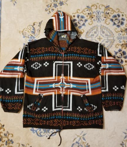 EARTH RAGZ Aztec Orange Southwest Zip Hoody XL Jacket Western Wool pendleton - Image 1