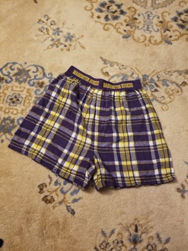 VTG Washington Huskies Boxercraft Boxer Shorts S Cheerleader Purple Yellow USA - Image 1