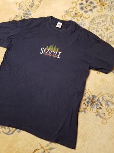 Vintage 90s Seattle Washington Anvil Mens T-Shirt Size XL Blue Preshrunk USA - Thumbnail 7